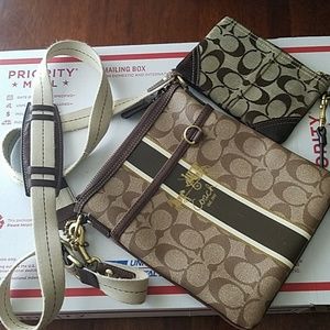 Brown and tan Coach Crossbody